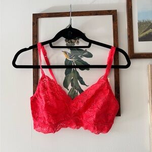NWOT Quince Stretch Lace Sweetheart Bralette Ruby Medium
